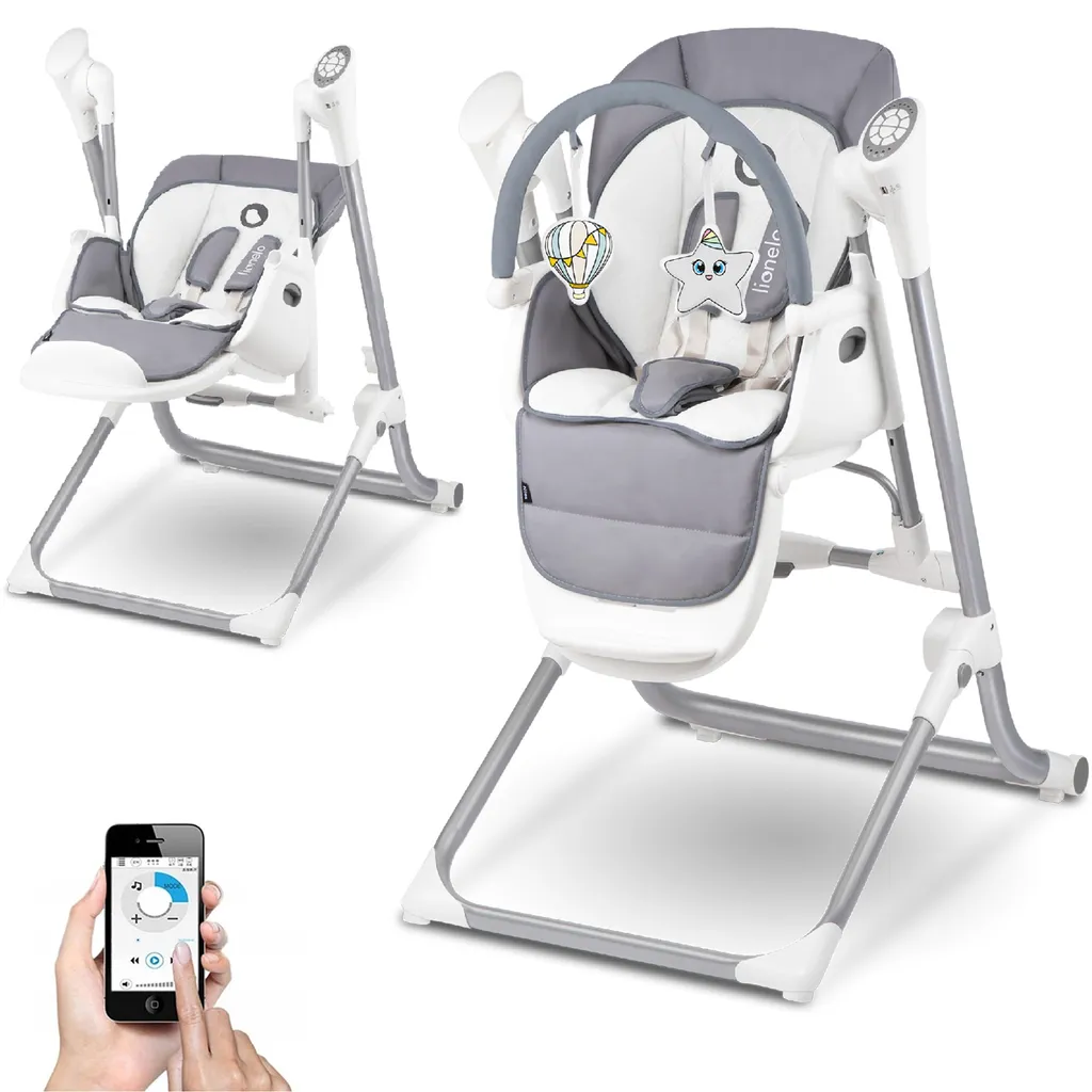 Lionelo Niles 2in1 Hochstuhl Baby Und Baby Wippe Bis 20 Kg Mobile App Steuerung Verstellbare Rückenlehne Und Tablett Grau 1 Lionelo Niles 2in1 Hochstuhl Baby Und Baby Wippe Bis 20 Kg Mobile App Steuerung Verstellbare Rückenlehne Und Tablett Grau