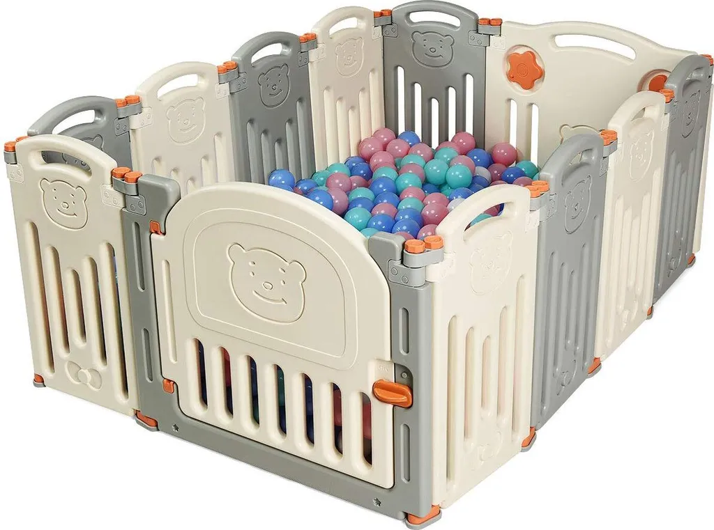 COSTWAY Laufgitter Laufstall Baby, Absperrgitter Aus Kunststoff, Krabbelgitter Faltbar, Spielzaun Fuer Kinder, Schutzgitter Mit Tuer Und Spielzeugboard 1 COSTWAY Laufgitter Laufstall Baby, Absperrgitter Aus Kunststoff, Krabbelgitter Faltbar, Spielzaun Fuer Kinder, Schutzgitter Mit Tuer Und Spielzeugboard