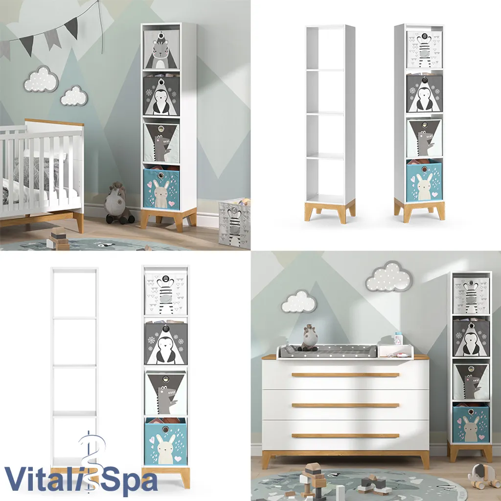 VitaliSpa Kinderregal Hochregal Würfelregal Malia Weiß Eiche Modern 35x160 Cm Kinderzimmer Regal Kindermöbel Ablage Fach Spielzeugaufbewahrung Spielzeugablage Kinderkleidung 8 VitaliSpa Kinderregal Hochregal Würfelregal Malia Weiß Eiche Modern 35x160 Cm Kinderzimmer Regal Kindermöbel Ablage Fach Spielzeugaufbewahrung Spielzeugablage Kinderkleidung – Bild 8