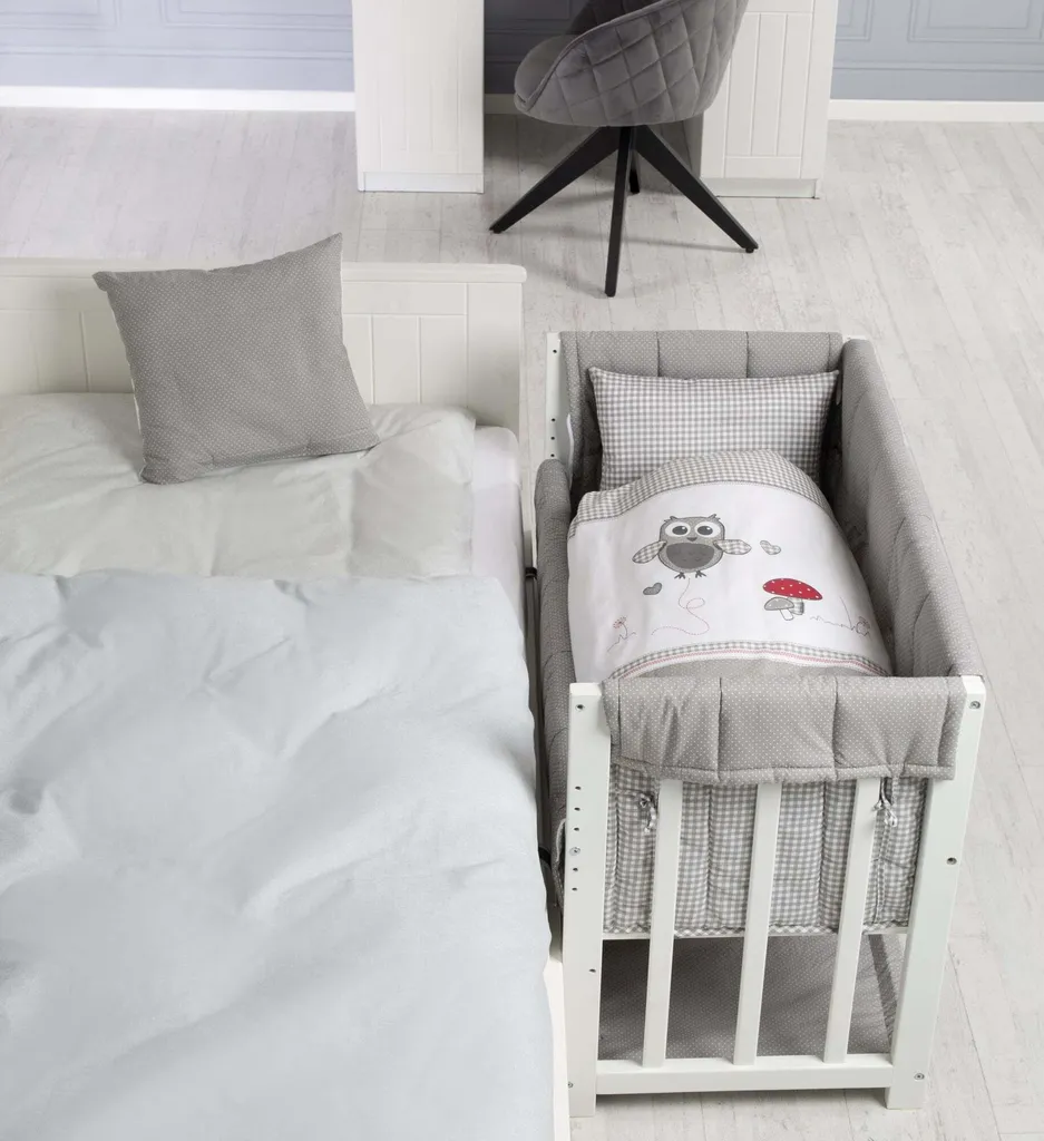 Roba Stubenbett 4 In 1, Beistellbett ‚Adam & Eule‘, Babybett, Wiege & Kinderbank, Weiß 10 Roba Stubenbett 4 In 1, Beistellbett ‚Adam & Eule‘, Babybett, Wiege & Kinderbank, Weiß – Bild 10