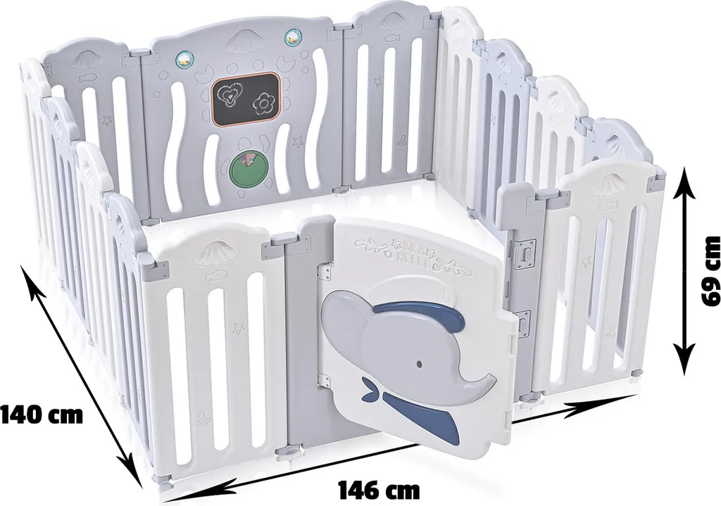 Baby Vivo Laufgitter Aus Kunststoff Faltbar - Kapitän Benjamin In Grau Und Weiß 2 Baby Vivo Laufgitter Aus Kunststoff Faltbar - Kapitän Benjamin In Grau Und Weiß – Bild 2