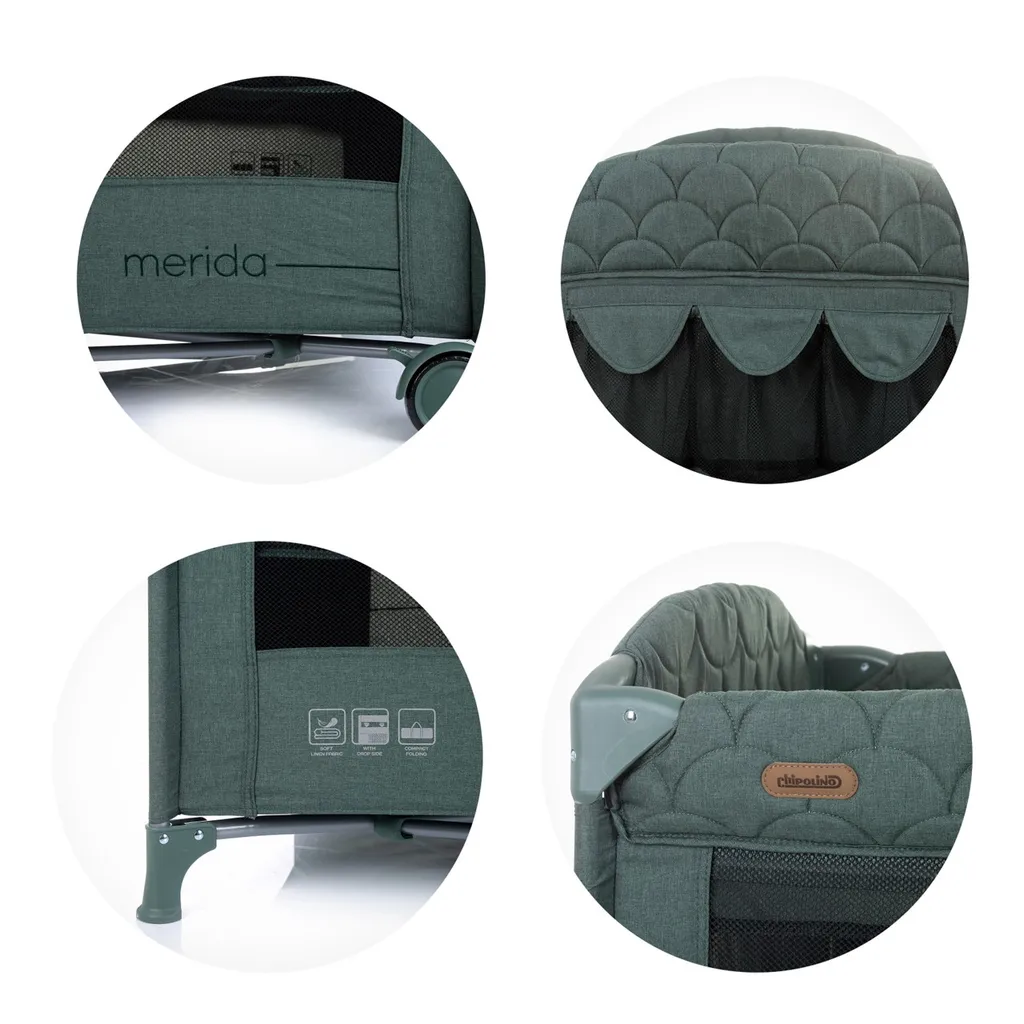 Chipolino Reisebett Merida Leinen, Aufbewahrungstasche, Zwei Ebenen, Matratze Dunkelgrün 7 Chipolino Reisebett Merida Leinen, Aufbewahrungstasche, Zwei Ebenen, Matratze Dunkelgrün – Bild 7