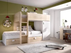 Etagenbett Mit Stauraum Modulierbar - 2 X 90 X 190 Cm - Eichefarben & Weiß - RICARDO