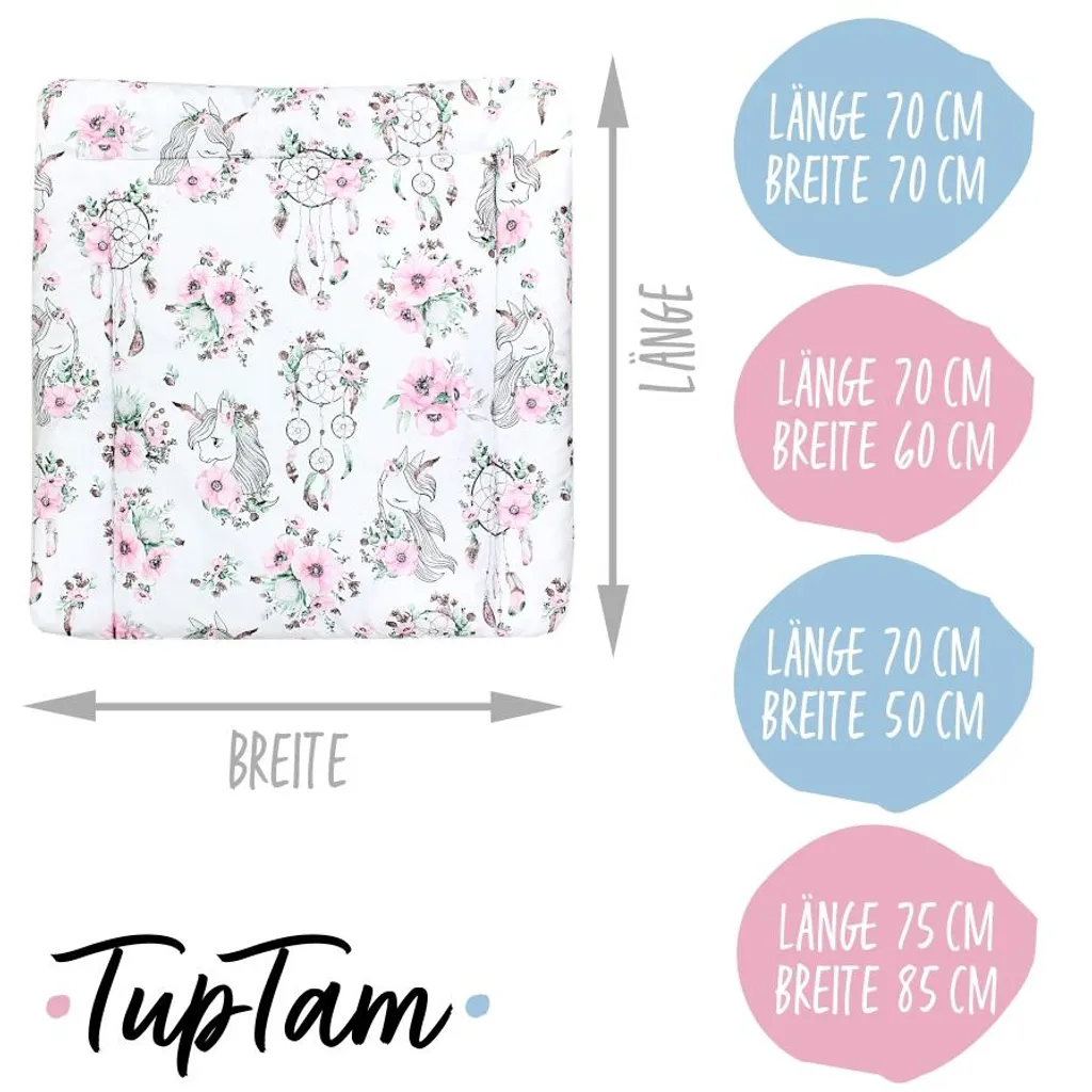 TupTam Baby Wickeltischauflage Mit Baumwollbezug Gemustert, Farbe: Traumfänger / Einhorn / Rosa, Größe: 70 X 70 Cm 2 TupTam Baby Wickeltischauflage Mit Baumwollbezug Gemustert, Farbe: Traumfänger / Einhorn / Rosa, Größe: 70 X 70 Cm – Bild 2