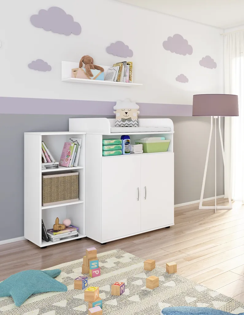 Nonjoo - Baby Zimmer Lunis Kommode Mit Wickelaufsatz Und Wandboard 2 Nonjoo - Baby Zimmer Lunis Kommode Mit Wickelaufsatz Und Wandboard – Bild 2