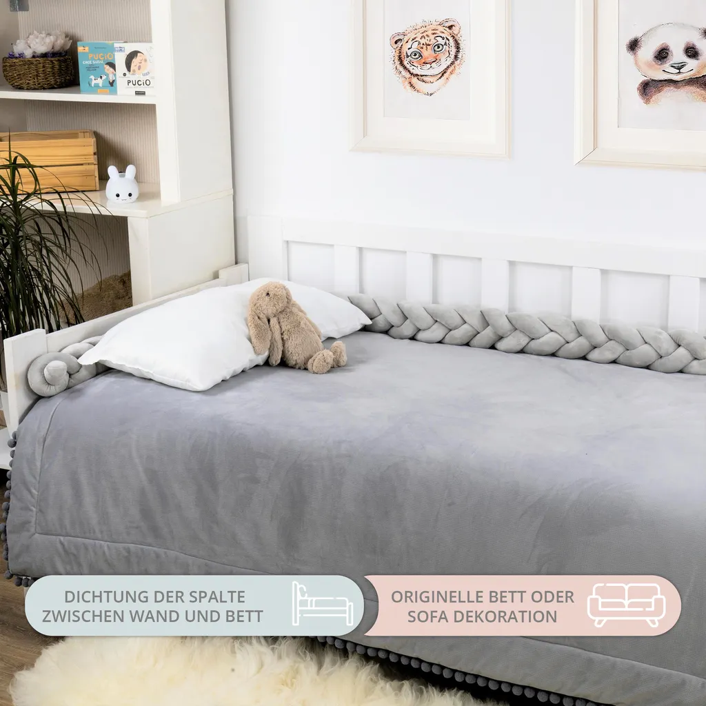 Bettschlange 2,2 M Baby Geflochten Bettumrandung - Bettrolle Für Babybett Nestchen Schlange Nestchenschlange 220cm (Grau, 220 Cm) 4 Bettschlange 2,2 M Baby Geflochten Bettumrandung - Bettrolle Für Babybett Nestchen Schlange Nestchenschlange 220cm (Grau, 220 Cm) – Bild 4