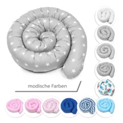 Bettschlange 300 Cm Nestchenschlange Für Baby Bettrolle 3m Bettumrandung Babybettschlange Grau Mit Weißen Sternen -Babyfreude Deutschland Verkaufs-Shop 9d79c2ab1d3215b9ad8b9f31566b590f