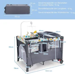 5 In 1 Babybett Mit Matratze, Reisebett Baby Mit Wickeltisch, Spieluhr Und Spielzeug, Laufstall | Beistellbett | Babyschaukel Für Baby Ab Geburt (Grau) 11 5 In 1 Babybett Mit Matratze, Reisebett Baby Mit Wickeltisch, Spieluhr Und Spielzeug, Laufstall | Beistellbett | Babyschaukel Für Baby Ab Geburt (Grau) -Babyfreude Deutschland Verkaufs-Shop 9ed4142783c6f8fc60e453d42cbb006d