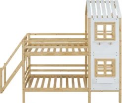 Merax Etagenbett 90x200cm Kinderbett Mit Leiter, Fallschutz Und Lattenrost, Hochbett Stockbett Kiefer Holzbett Hausbett Mit Dach Und Fenster, Weiß/Natur 20 Merax Etagenbett 90x200cm Kinderbett Mit Leiter, Fallschutz Und Lattenrost, Hochbett Stockbett Kiefer Holzbett Hausbett Mit Dach Und Fenster, Weiß/Natur -Babyfreude Deutschland Verkaufs-Shop a0c017f65cebc68db6b80cc6051086f3