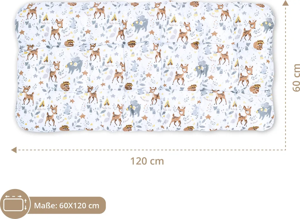 Bodenkissen Groß 60x120 Cm - Sitzkissen Kinder Boden Spielmatte Baby Bodenmatratze Kinderzimmer Hirsch Mit Bären 3 Bodenkissen Groß 60x120 Cm - Sitzkissen Kinder Boden Spielmatte Baby Bodenmatratze Kinderzimmer Hirsch Mit Bären – Bild 3