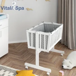 VITALISPA Wiege NOAH Schaukelwiege Babywiege Holz Weiß Grau Bett Set Buche -Babyfreude Deutschland Verkaufs-Shop a3cd095291a61a0a01f6f8c927c77e1a