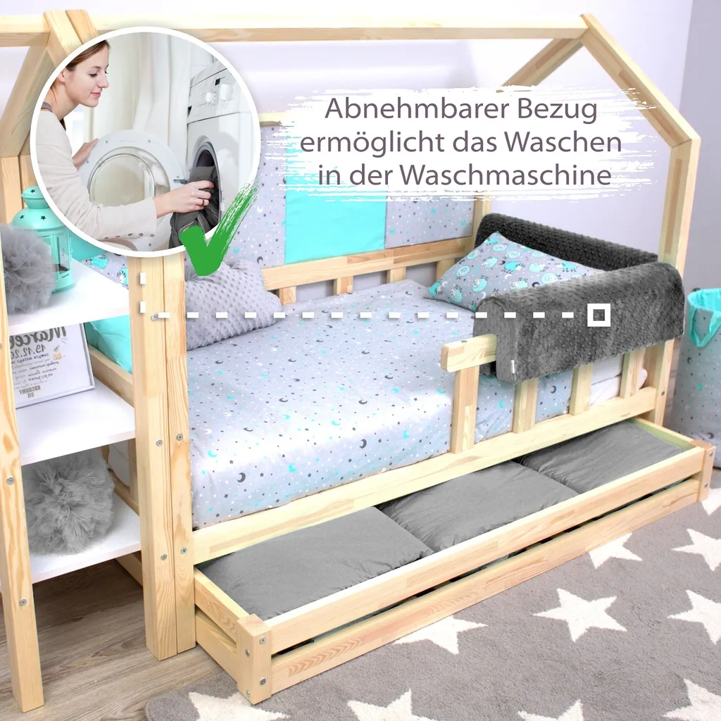 Bettkantenschutz Für Kinderbetten 70 Cm - Schutz Für Bettrahmen Kantenschutz Kinder Babybett Grau Minky 8 Bettkantenschutz Für Kinderbetten 70 Cm - Schutz Für Bettrahmen Kantenschutz Kinder Babybett Grau Minky – Bild 8