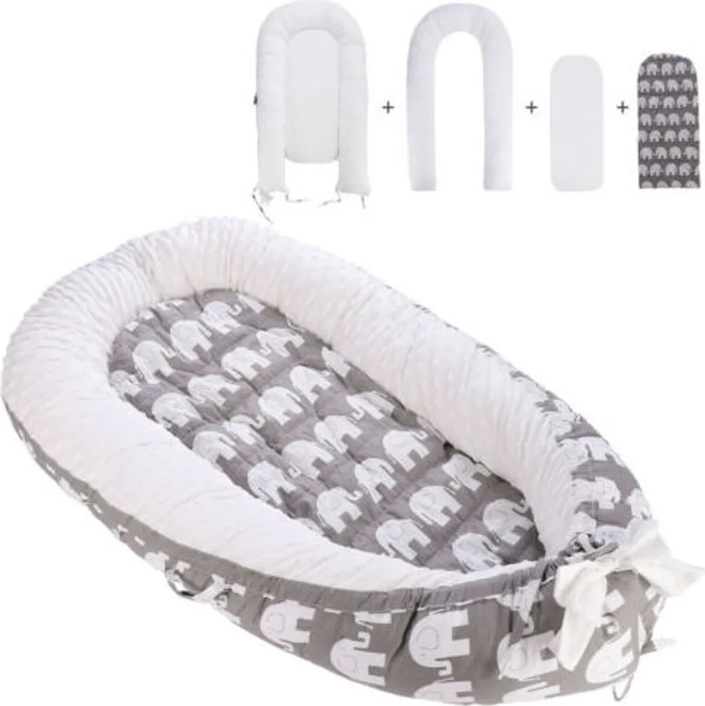 Topchances Kuschelnest Babynest Multifunktionales Nest Für Babys Säuglinge Reisebett, 100% Baumwolle Bionic Bett, Für 0-24 Monate Baby Und Säuglinge (Grau/Elefant) 1 Topchances Kuschelnest Babynest Multifunktionales Nest Für Babys Säuglinge Reisebett, 100% Baumwolle Bionic Bett, Für 0-24 Monate Baby Und Säuglinge (Grau/Elefant)