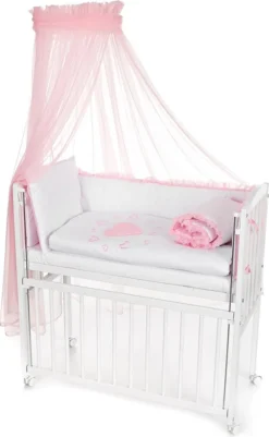 Herzen Rosa Mobiles Beistellbett 90x40 Mit Rollen Komplett