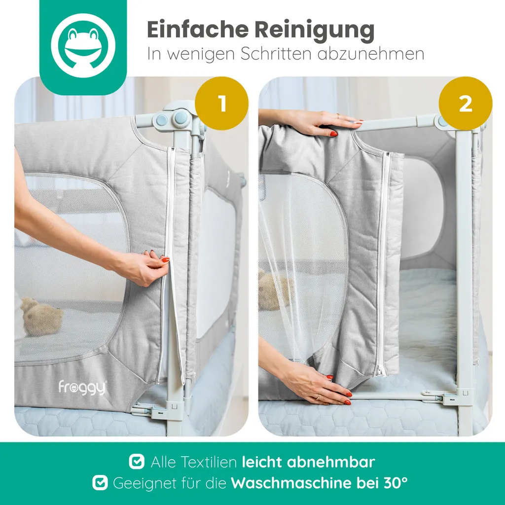 FROGGY Bettgitter 200cm Höhenverstellbar 73-105cm Baby Bettschutzgitter Für Kinder- & Elternbetten Geeignet 8 FROGGY Bettgitter 200cm Höhenverstellbar 73-105cm Baby Bettschutzgitter Für Kinder- & Elternbetten Geeignet – Bild 8