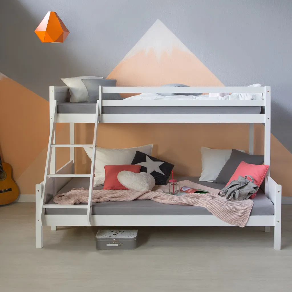 Homestyle4u 1898, Kinderbett Etagenbett 90x200 Und 140x200 Jugendbett Hochbett Weiß Holz 3 Homestyle4u 1898, Kinderbett Etagenbett 90x200 Und 140x200 Jugendbett Hochbett Weiß Holz – Bild 3