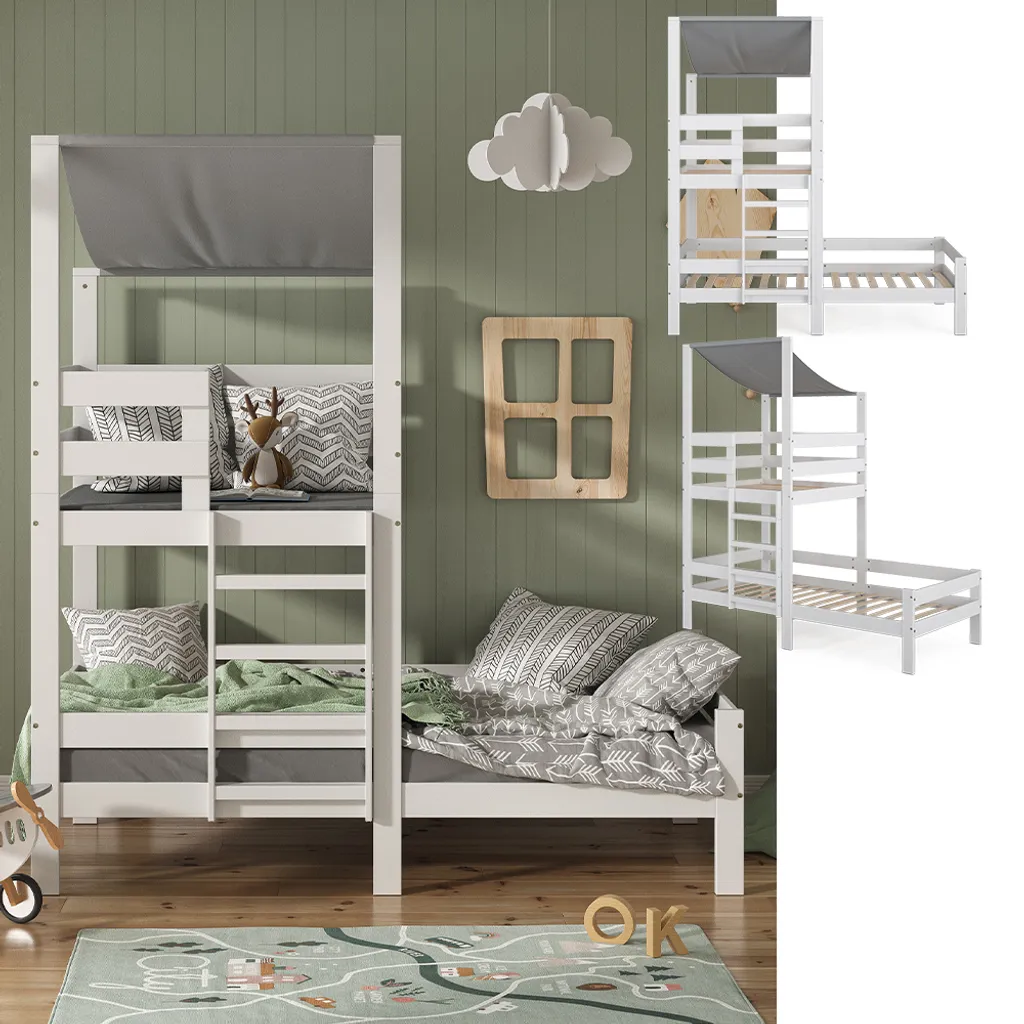 VitaliSpa Kinderbett Tom 90x200cm Spielturm Bett Spielbett Jugendbett Hausbett 1 VitaliSpa Kinderbett Tom 90x200cm Spielturm Bett Spielbett Jugendbett Hausbett