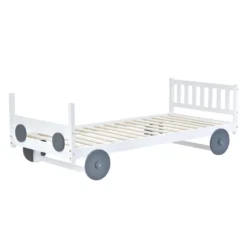 Merax Kinderbett 90x200cm Autobett Mit Lattenrost Und Rädern, Abnehmbarer Rahmen, Rahmen Aus Kiefer, Einzelbett Jungenbett Babybett Für Mädchen Und Jungen, Weiß -Babyfreude Deutschland Verkaufs-Shop ab54351eaa5040ba4a148ab7980367ee