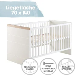 Roba Kombi-Kinderbett 'Nele' 70 X1 40 Cm, Babybett Umbaubar Zum Juniorbett, Weiß,Nachbildungleisten In 'Artisan Eiche' -Babyfreude Deutschland Verkaufs-Shop ad11598cab7e00f0ed6779ea73ba2f61