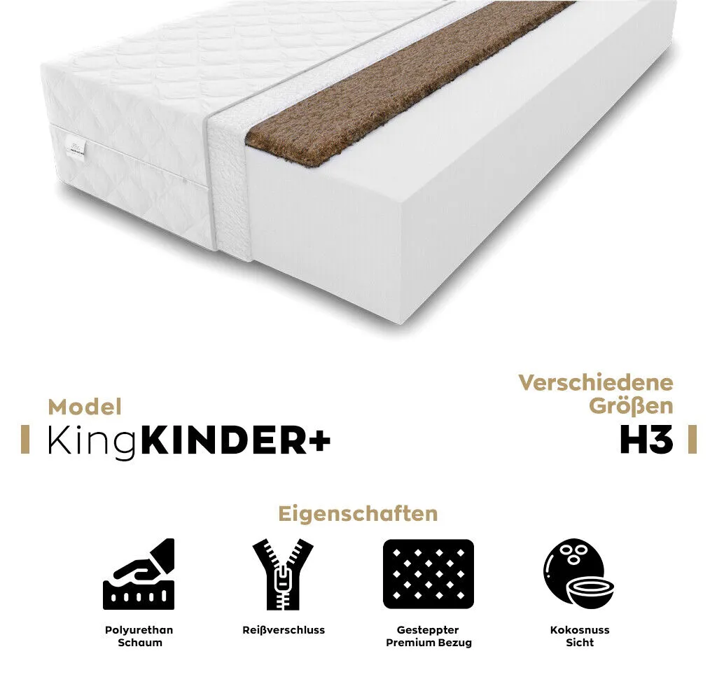 Kindermatratze Babymatratze Babybett Matratze Kokos H3/H4 KingKINDER PLUS 12cm Größe: 70 X 140 X 12 Cm 5 Kindermatratze Babymatratze Babybett Matratze Kokos H3/H4 KingKINDER PLUS 12cm Größe: 70 X 140 X 12 Cm – Bild 5