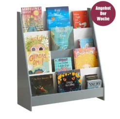 SoBuy KMB32-HG Kinder Bücherregal Kinderregal Aufbewahrungsregal Für Kinder Büchergestell Grau BHT Ca.: 80x88x30cm