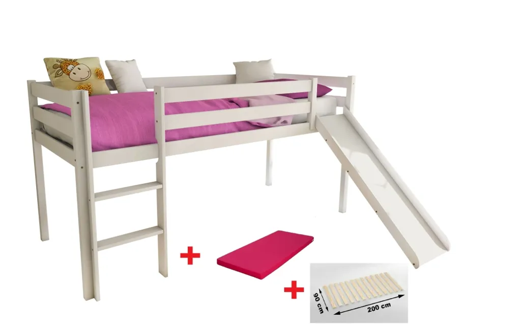 Rutschbett Joel Kiefer Massiv Weiß 90*200 Cm Nach Sicherheitsnorm EN 747-1 Und 747-2 Kinderzimmer Spiel Hochbett 2 Rutschbett Joel Kiefer Massiv Weiß 90*200 Cm Nach Sicherheitsnorm EN 747-1 Und 747-2 Kinderzimmer Spiel Hochbett – Bild 2
