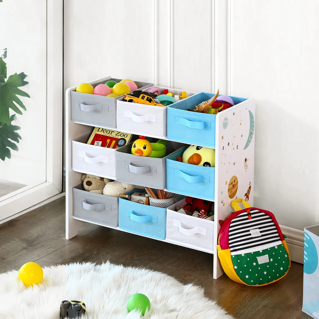 SONGMICS Kinderregal Kinderzimmerregal Bücherregal Für Kinder Spielzeugablage Mit 9 Boxen Aus Fleece 62,5 X 29,5 X 60 Cm Spielzeug-Organizer Weiß GKR33WT 2 SONGMICS Kinderregal Kinderzimmerregal Bücherregal Für Kinder Spielzeugablage Mit 9 Boxen Aus Fleece 62,5 X 29,5 X 60 Cm Spielzeug-Organizer Weiß GKR33WT – Bild 2