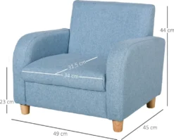 HOMCOM Kindersessel Kindersofa Mit Dickem Schaumstoff Und Dicken Sitzkissen Kindercouch Stuhl Liegesofa Mit Anti-Rutsch-Füßen Für 3-8 Jahre Kinder Holz Leinen Schaumstoff Blau 49x45x44,5 Cm -Babyfreude Deutschland Verkaufs-Shop b220f8612a97382093e95253c4201f19