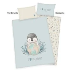 Herding Pinguin Bettwäsche " Green" / 40x60 Cm + 100x135 Cm -Babyfreude Deutschland Verkaufs-Shop b2a50e08b84b82ea846dede9036d1dce