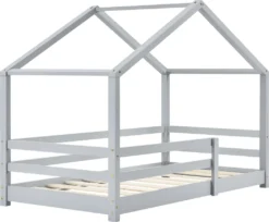 Kinderbett Mit Matratze Und Rausfallschutz 80x160cm Hausbett Mit Kaltschaummatratze Bettenhaus Mit Lattenrost Kiefernholz Kleinkindbett Hellgrau [en.casa] -Babyfreude Deutschland Verkaufs-Shop b5e4a6bcefe04d21235cb5f4c1be3d1a