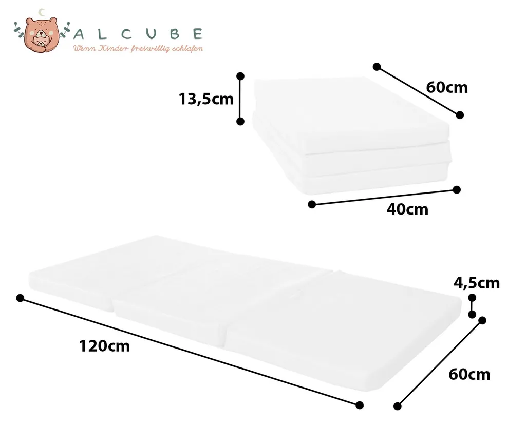 Alcube® Reisebett Matratze 60 X 120 X 5 Cm TO-GO Klappmatratze – Für Ein Baby Reisebett Oder Gästematratze Inkl. Matratzenhülle Weiß 2 Alcube® Reisebett Matratze 60 X 120 X 5 Cm TO-GO Klappmatratze – Für Ein Baby Reisebett Oder Gästematratze Inkl. Matratzenhülle Weiß – Bild 2