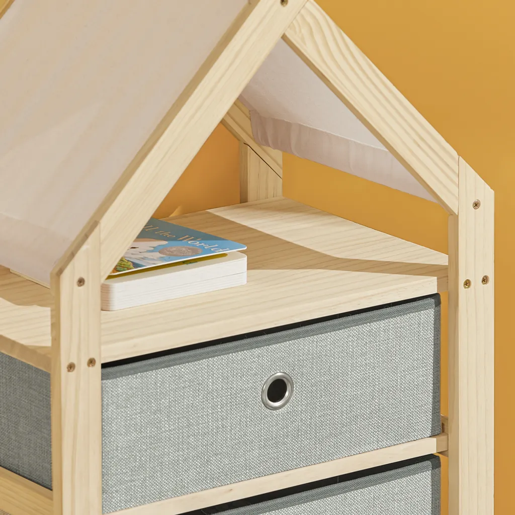 SoBuy STR08-N Aufbewahrungsregal Kinderzimmerregal Standregal Mit Schubladen Stoffkommode Schubladenschrank In Hausform BHT Ca: 46x95x33cm 5 SoBuy STR08-N Aufbewahrungsregal Kinderzimmerregal Standregal Mit Schubladen Stoffkommode Schubladenschrank In Hausform BHT Ca: 46x95x33cm – Bild 5