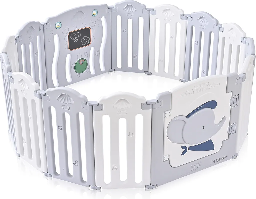 Baby Vivo Laufgitter Aus Kunststoff Faltbar - Kapitän Benjamin In Grau Und Weiß 3 Baby Vivo Laufgitter Aus Kunststoff Faltbar - Kapitän Benjamin In Grau Und Weiß – Bild 3