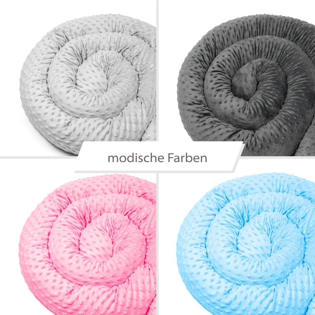 Bettschlange 4 M Nestchenschlange Bettrolle Bettumrandung Babybettschlange Babybett Umrandungen Babynestchen Für Kinderbett (Hellgrau Minky, 400 Cm) 9 Bettschlange 4 M Nestchenschlange Bettrolle Bettumrandung Babybettschlange Babybett Umrandungen Babynestchen Für Kinderbett (Hellgrau Minky, 400 Cm) – Bild 9