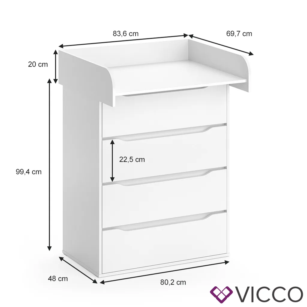 Vicco Wickelkommode Ruben Weiß 83,6 X 117 X 69,7 Cm Holzwerkstoff 3 Vicco Wickelkommode Ruben Weiß 83,6 X 117 X 69,7 Cm Holzwerkstoff – Bild 3
