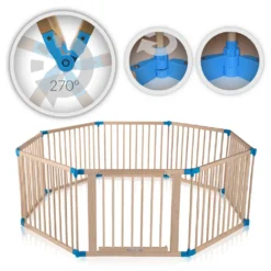 Baby Vivo Laufgitter Aus Holz 8 Elemente - Individuell Verstellbar - PREMIUM