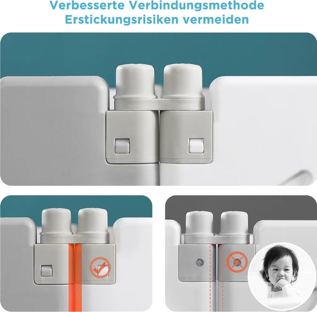 Dripex Laufgitter Laufstall Baby Absperrgitter 14-Paneele Schutzgitter Krabbelgitter Für Kinder Aus Kunststoff Mit Tür Und Spielzeugboard-Grau-Weiß 6 Dripex Laufgitter Laufstall Baby Absperrgitter 14-Paneele Schutzgitter Krabbelgitter Für Kinder Aus Kunststoff Mit Tür Und Spielzeugboard-Grau-Weiß – Bild 6