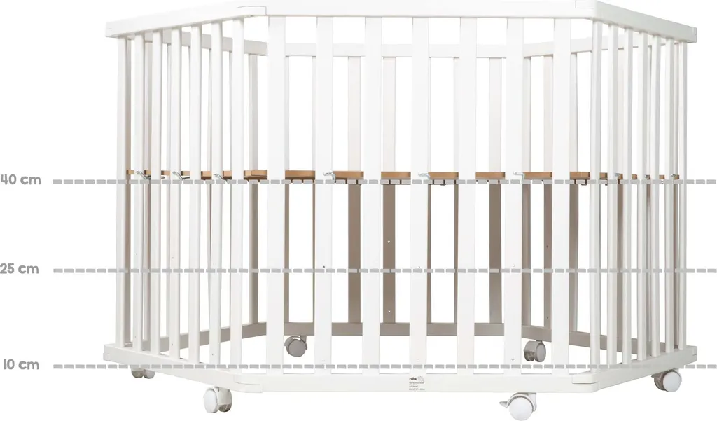 Roba Laufgitter, 6-eckig, Inkl. Schutzeinlage 'Little Stars' & Rollen, Holz Weiß 3 Roba Laufgitter, 6-eckig, Inkl. Schutzeinlage 'Little Stars' & Rollen, Holz Weiß – Bild 3