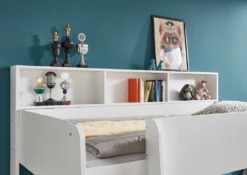 Relita Etagenbett SWAY Mit 2 X Liegeflächen 90x200 Cm, Inkl. Bodenplatte Und Regalen, Ausführung Spanplatte WeißNachbildung -Babyfreude Deutschland Verkaufs-Shop c7b9aea1e677f81e695313d04943ed38