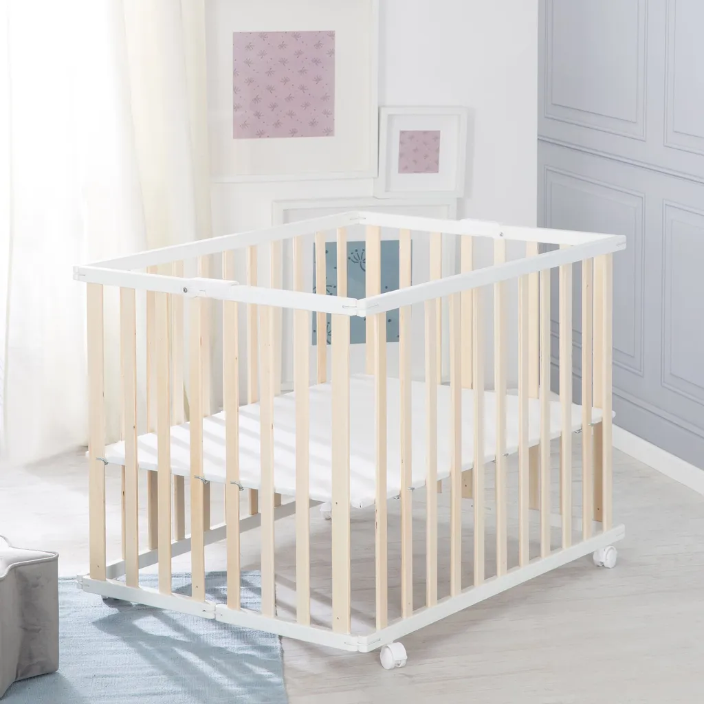 Roba Laufgitter Klappbar, Bicolor, 75x100 Cm, Platzsparendes Spielgitter Inkl. Rollen, Holz 8 Roba Laufgitter Klappbar, Bicolor, 75x100 Cm, Platzsparendes Spielgitter Inkl. Rollen, Holz – Bild 8