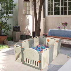 COSTWAY Laufgitter Laufstall Baby, Absperrgitter Aus Kunststoff, Krabbelgitter Faltbar, Spielzaun Fuer Kinder, Schutzgitter Mit Tuer Und Spielzeugboard 8 COSTWAY Laufgitter Laufstall Baby, Absperrgitter Aus Kunststoff, Krabbelgitter Faltbar, Spielzaun Fuer Kinder, Schutzgitter Mit Tuer Und Spielzeugboard -Babyfreude Deutschland Verkaufs-Shop cb09da7c30a5219f4ad576474cf504b9