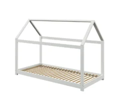 ALCUBE Hausbett 90x200 Im Montessori Stil Für Mädchen Und Jungen - Kinderbett Bodentief Aus MassivenHolz In Weiß -Babyfreude Deutschland Verkaufs-Shop cb79b2c5a3476a2bb370890c9cdb51d3