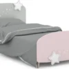 Kinderbett Sternschnuppe 90*200 Cm Rosa Weiß Grau Mädchen Prinzessin Kinderzimmer Holz Liege Einzel Gestell Jugendbett