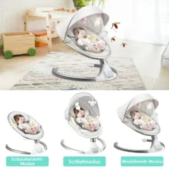 COSTWAY Babywippe Elektrisch Mit Timer, Babyschaukel Babywiege Mit 5 Schwingungsamplituden Musik Und Bluetoothfunktion Beige 8 COSTWAY Babywippe Elektrisch Mit Timer, Babyschaukel Babywiege Mit 5 Schwingungsamplituden Musik Und Bluetoothfunktion Beige -Babyfreude Deutschland Verkaufs-Shop ce725a4499e6ffbb85bb36c481ff7fd7