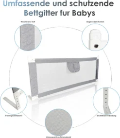 Lospitch Bettgitter 180*80 Cm Bettschutzgitter Kinderbettgitter Für Kinder Babybettgitter Höhenverstellbar Klappbar Passend Für Kinderbetten, Elternbetten Anti-Fall Für Baby Kinder - Grau Schutzgitter-Zubehör 8 Lospitch Bettgitter 180*80 Cm Bettschutzgitter Kinderbettgitter Für Kinder Babybettgitter Höhenverstellbar Klappbar Passend Für Kinderbetten, Elternbetten Anti-Fall Für Baby Kinder - Grau Schutzgitter-Zubehör -Babyfreude Deutschland Verkaufs-Shop cf009e09a74b827750c85f331160a9b3
