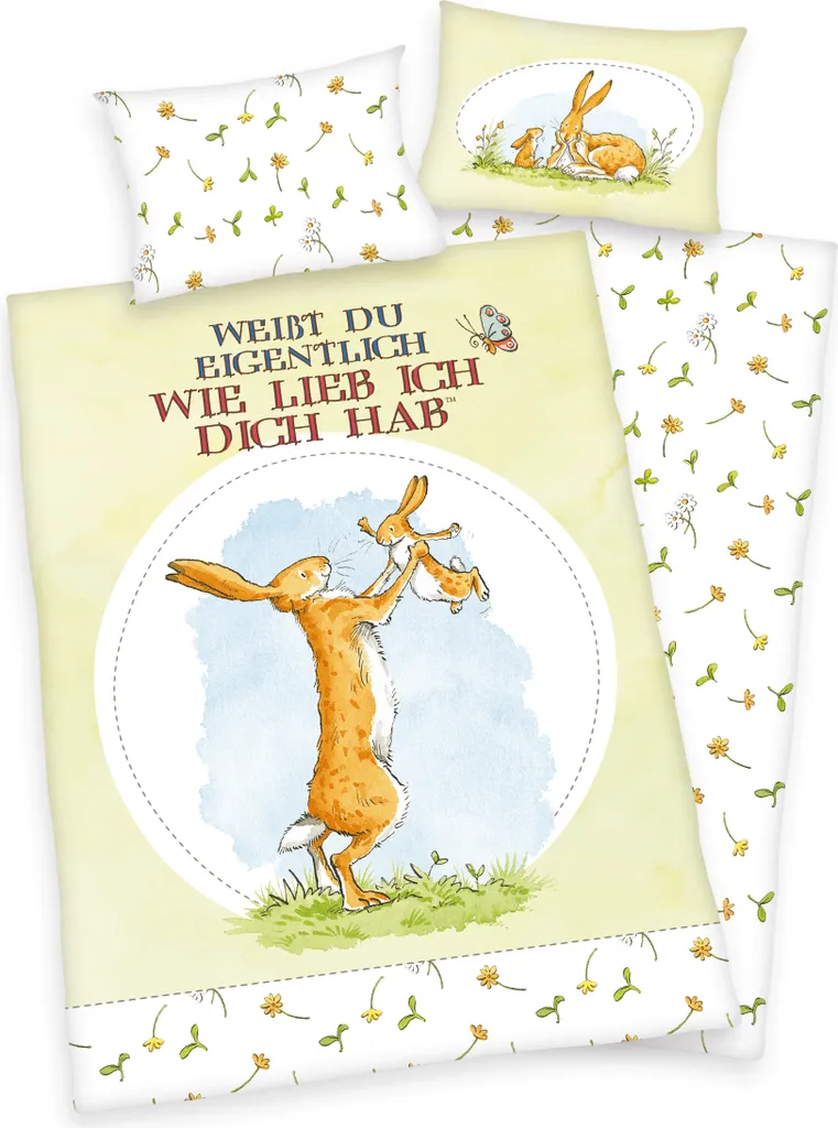 Herding Weißt Du Eigentlich, Wie Lieb Ich Dich Hab...? Baby Bettwäsche 40x60cm + 100x135cm, Baumwolle Mit Reißverschluss 1 Herding Weißt Du Eigentlich, Wie Lieb Ich Dich Hab...? Baby Bettwäsche 40x60cm + 100x135cm, Baumwolle Mit Reißverschluss