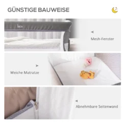 HOMCOM Baby Beistellbett Kinderbett Reisebett Für 0-6 Monate Baby Stubenwagen Mit Matratze Netzfenster Transporttasche Höhenverstellbar Faltbar Metall Oxfordstoff Grau 14 HOMCOM Baby Beistellbett Kinderbett Reisebett Für 0-6 Monate Baby Stubenwagen Mit Matratze Netzfenster Transporttasche Höhenverstellbar Faltbar Metall Oxfordstoff Grau -Babyfreude Deutschland Verkaufs-Shop d286ab58b7509df146c523994efe59fb