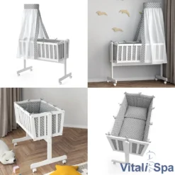 VITALISPA Wiege NOAH Schaukelwiege Babywiege Holz Weiß Grau Bett Set Buche -Babyfreude Deutschland Verkaufs-Shop d3ae949e3869ab5e13fbcbecddfb60a4
