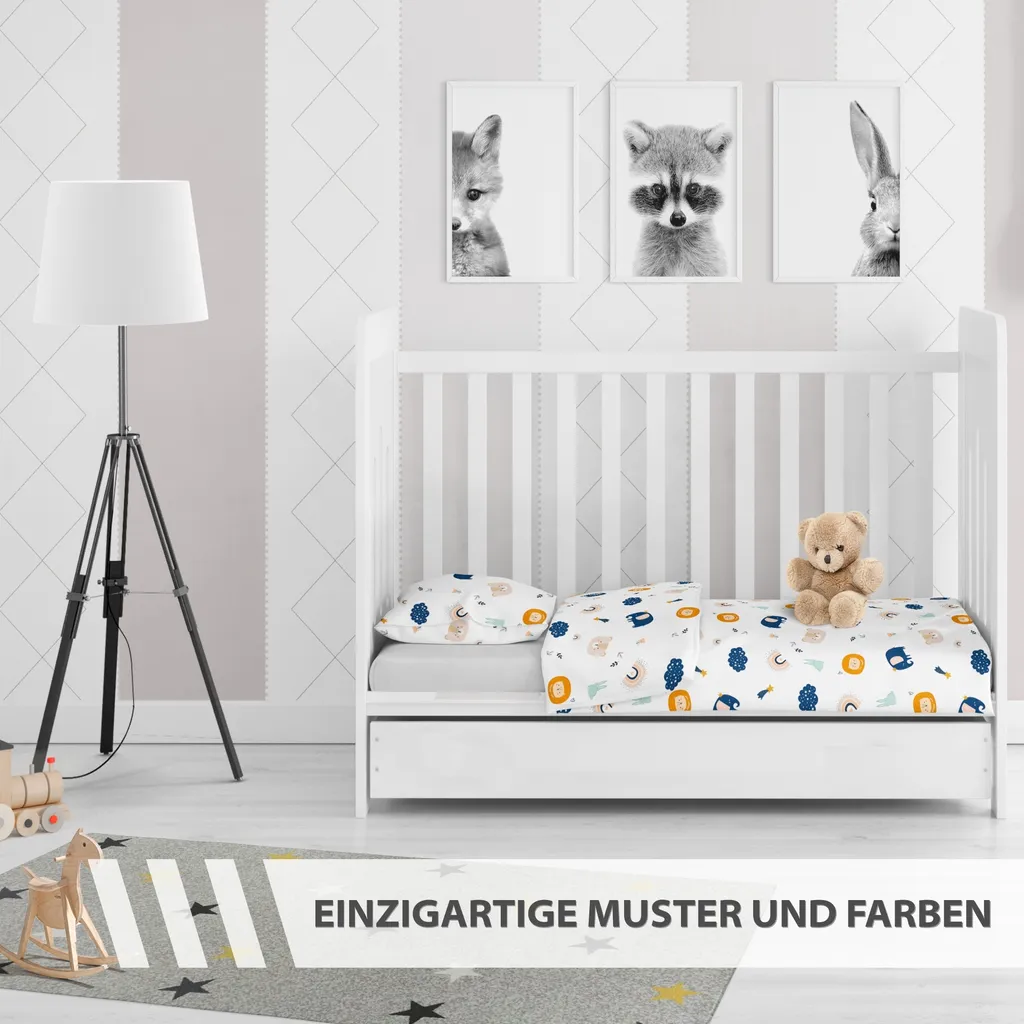 Baby Bettwäsche Set 90 X 120 Cm - Kinderbettwäsche Babybettwäsche Mit Kissenbezug 60x40 Aus Baumwolle Regenbogenmotiv 10 Baby Bettwäsche Set 90 X 120 Cm - Kinderbettwäsche Babybettwäsche Mit Kissenbezug 60x40 Aus Baumwolle Regenbogenmotiv – Bild 10
