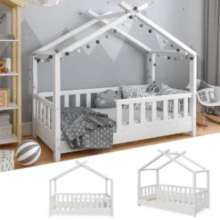 VitaliSpa Kinderbett Design Weiß 148 X 132 X 77 Cm Massivholz